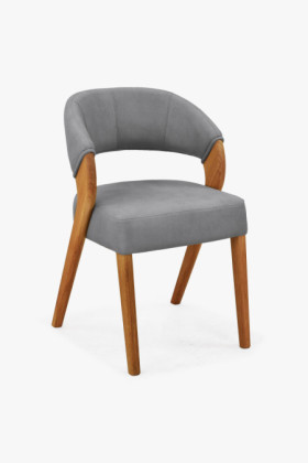 Kárpitozott étkezőszék tölgyfa lábbal világosszürke Texas szövetből